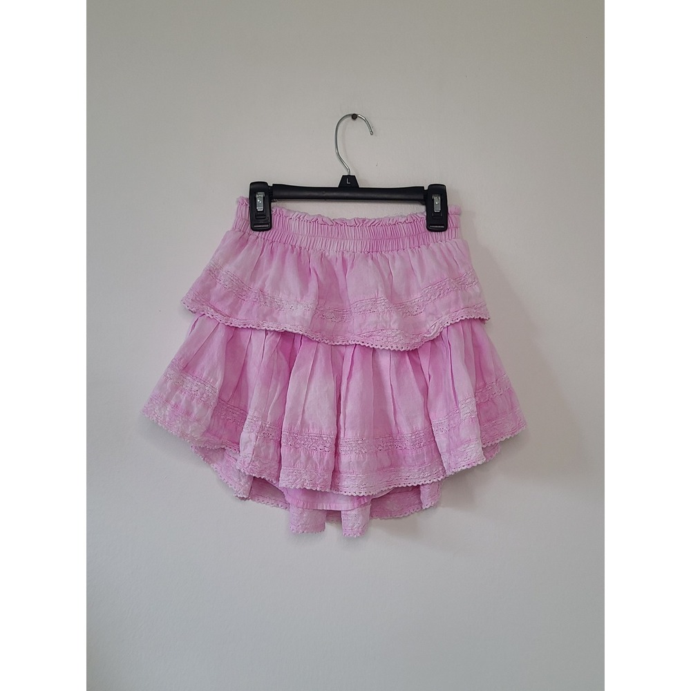 LoveShackFancy Pink Mini Skirt Size 00 XXS Cotton